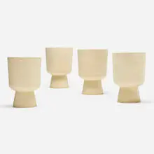 Malcolm Leland, Planters, model L-24, set of four, c. 1955, bisque ceramic