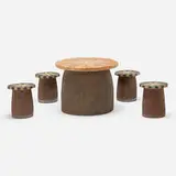 Stan Bitters, Mushroom table and stools, set of five, c. 1977, glazed stoneware