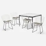 Richard Schultz and Harry Bertoia, Patio table and chairs, set of five, 1952, 1966, enameled aluminum, enameled steel, vinyl