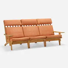 Sofa by Hans J. Wegner, 1969, oak, upholstery, sold Nov 2022
