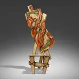 John Cederquist, Burned at the Stake (from the Treachery of an Economy series), 2009, laminated wood, oak, maple, and pine inlay with aniline dyes and epoxy resin