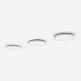 Arne Jacobsen, Munkegård ceiling lamps, set of three, opaline glass, enameled aluminum, chrome-plated copper