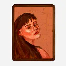 Tyler Hays, Jigsaw Puzzle painting, 2024, acrylic, milk paint, and oil on wood in artist-made frame