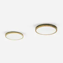 Arne Jacobsen, Munkegård ceiling lamps, pair, opaline glass, enameled aluminum, brass-plated copper