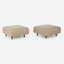 Wendy Evans Joseph, Custom ottomans, pair, c. 1990, upholstery, mahogany