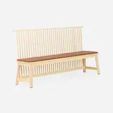 Studioilse, Bench with Back, c. 2021, ash, leather upholstery, copper