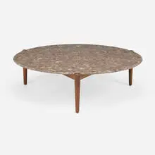 Studioilse, Sidekicks coffee table, c. 2020, walnut, terrazzo