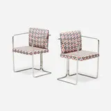Lazzarini & Pickering, Murena armchairs, 2016, upholstery, stainless steel