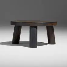 Christian Woo, Trifecta coffee table, c. 2020, charred and oiled oak