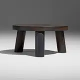Christian Woo, Trifecta coffee table, c. 2020, charred and oiled oak