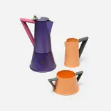 attribution Ettore Sottsass, Accademia espresso set, c. 1985, enameled aluminum