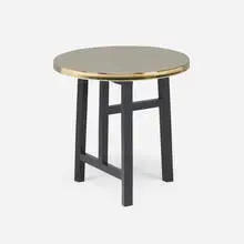 Neri & Hu, Trio occasional table, c. 2020, brass, stained ash