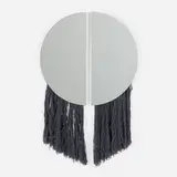 Ben & Aja Blanc, Apollo mirror, c. 2020, mirrored glass, hand-painted silk fiber, brass