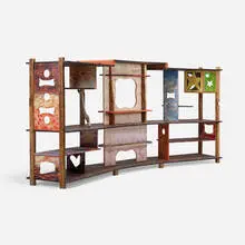 Sonya Sombreuil, Unique shelf, c. 2023, painted plywood, found wood, glass