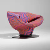 Pierre Paulin, Ribbon chair, 1965, Momentum upholstery by Jack Lenor Larsen over tubular steel and foam