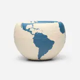 Ry Rocklen, Globowl Cream Blue (Mazerine Land), 2015, ceramic, sonotube and paint