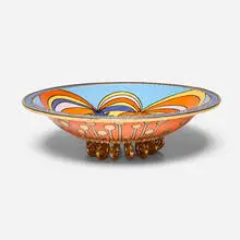 Modern, Large footed centerpiece, glazed and gilt ceramic