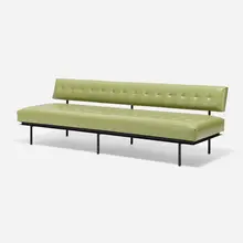 Florence Knoll, Sofa, model 578, 1954, vinyl, lacquered steel