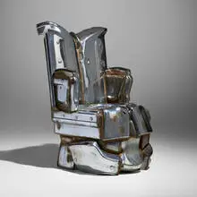 Jason Seley, Bumper chair, c. 1975, chrome-plated steel car bumpers, rubber