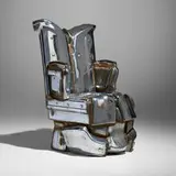 Jason Seley, Bumper chair, c. 1975, chrome-plated steel car bumpers, rubber