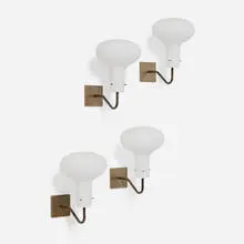 Ignazio Gardella, Sconces, set of four, c. 1960, cased glass, bronze
