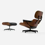 Charles and Ray Eames, 670 lounge chair and 671 ottoman, rosewood plywood, leather upholstery, enameled and brushed aluminum