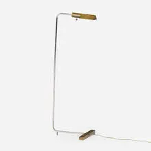 Cedric Hartman, Floor lamp, model 1UWV, 1966, brass, chrome-plated brass, acrylic