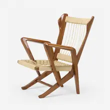 Guglielmo Pecorini, Armchair, c. 1942, walnut, rope