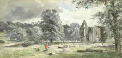 Bolton Abbey by Paul Jacob Naftel, watercolour heightened with white, sold Jul 2019
