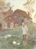 William Peter Watson, The farm in spring, watercolour