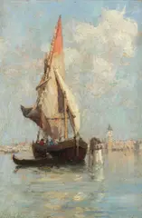 Terrick Williams, Moored, Venice, oil on panel