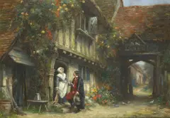 Frank Moss Bennett, The hunter's gift, oil on panel