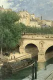 Gustave Doyen, Le Pont Marie, oil on board