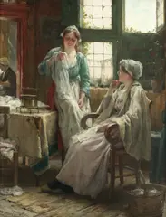 Edward Portielje, The lacemakers, oil on canvas