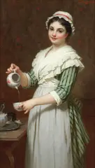 Time for tea by Pierre-Francois, oil on canvas, sold Jul 2019