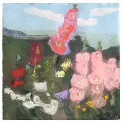 Klaus Fußmann, Landschaft mit Gladiolen. 1998 (?), Pastell auf Velin