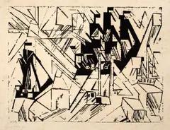 Marine by Lyonel Feininger, 1918, Holzschnitt auf Japan, sold Nov 2013