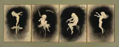 Fidus, Vier musizierende Kinder auf Blütenstengeln, Um 1900, 4 Zeichnungen, jeweils Tuschpinsel über Bleistift auf Papier