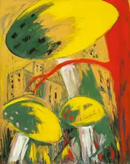 Häuserpilze by Helmut Middendorf, 1979, Dispersion und Acryl auf Leinwand, sold Nov 2012
