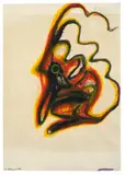 Arnulf Rainer, Baudelaire, 1968, Farbtuschen auf festem Leykam-Papier
