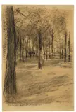 Max Liebermann, Der Dorfplatz (Brink) in Laren, Um 1895, Kreide auf braunem Papier