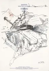 Mappenwerk, 3 Zeichnungen (M. Kippenberger, A. Oehlen und, W. Büttner) und ein Ausstellungskatalog in einer Original-Halbleinenmappe