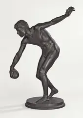 August Kraus, Bocciaspieler. Nach 1904, Bronze mit schwarzbrauner Patina. Höhe: 74 cm (29 ⅛ in.)
