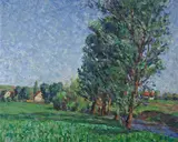 Oskar Moll, Sommerliche Wiesenlandschaft mit Bäumen, Um 1906, Öl auf Leinwand