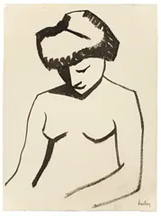 Auguste Herbin, Femme nue en buste, 1907, Tuschpinsel auf Bütten