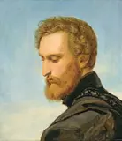 Wilhelm von Kaulbach, Bildnis des Malers Heinrich Heinlein im Profil, Um 1840, Öl auf Leinwand