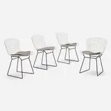 Harry Bertoia, Dining chairs, model 420-4, set of four, 1952, enameled steel, vinyl