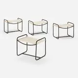 Walter Lamb, Ottomans, model C-5706, set of four, c. 1952, patinated bronze, cotton cord