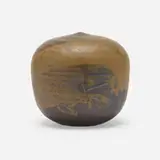 Untitled Closed Form (with rattle) by Toshiko Takaezu, c. 1995, glazed porcelain, sold Nov 2022