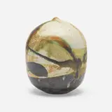 Untitled Closed Form (with rattle) by Toshiko Takaezu, c. 1995, glazed stoneware, sold Nov 2022